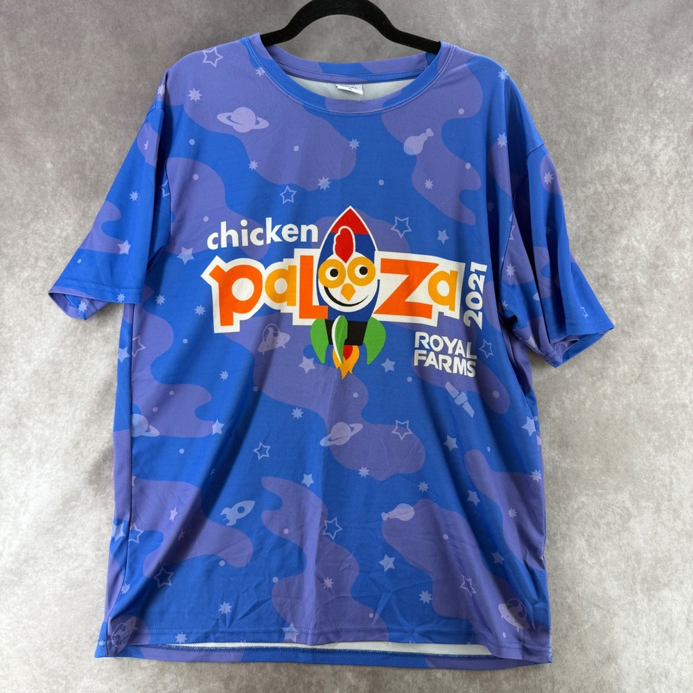 Royal Farms Chickenpalooza 2021 Space Chicken T-Shirt Mens XL Purple Graphic Tee